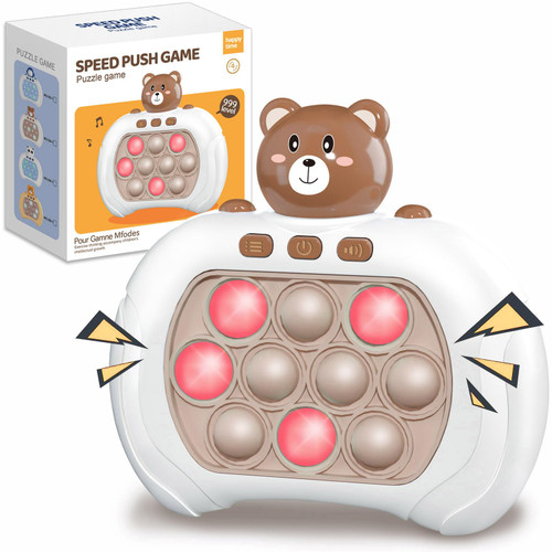 Quick Push Pop Game It Fidget Toys Pro for Kids Adults, Handheld Game Fast Puzzle Game Machine, Push Bubble Stress Toy, Relief Party Favors, Birthday Gifts for Boys and Girls (Brown Bear)