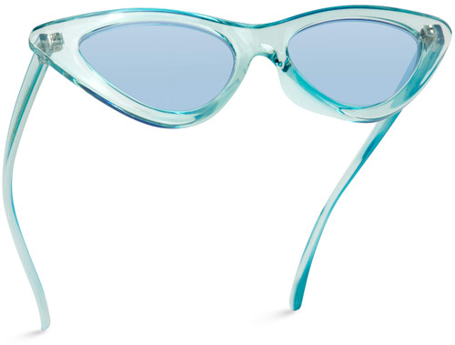 WearMe Pro - Retro Vintage Tinted Lens Cat Eye Sunglasses (Clear Blue Frame/Tinted Blue Lens, 51)