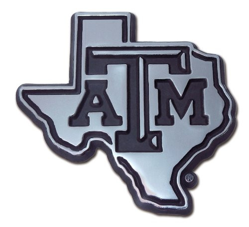 Texas A&M METAL Auto Emblem (large logo in state shape)