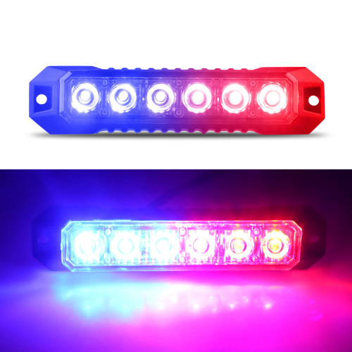 Raryloy LED Emergency Strobe Flashing Grille Strobe Lights for Trucks 6LED Surface Mount Strobe Warning Emergency Flashing Red&Blue Light For Car Truck Van Off Road Vehicle ATV SUV
