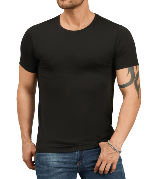 Men's Classic Crewneck T Shirt Moisture Wicking Short Sleeve Performance T-Shirts Black XL