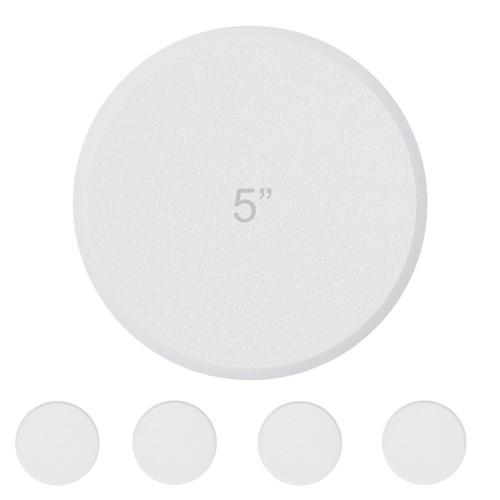 HOME MASTER HARDWARE 5" Wall Protector Round, 5 Pack Doorknob Wall Shield Guard Door Stop, Rigid Vinyl Hard Wall Protection Pads White with Self Adhesive Sticker
