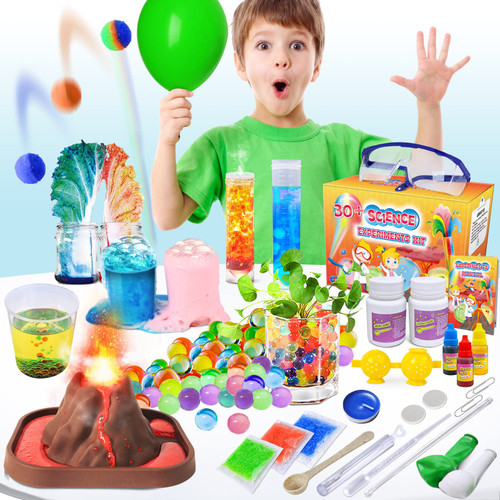 UNGLINGA 30+ Experiments Science Kits for Kids Age 4-6-8-10-12 Educational STEM Project Activities Toys Gifts for Boys Girls, Chemistry Set, Bouncy Ball, Volcano Eruption