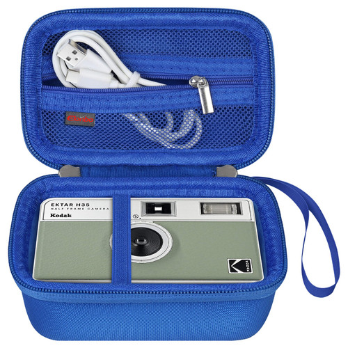 Elonbo Hard Travel Case for KODAK EKTAR H35 Half Frame / M35 / M38 / Ultra F9 Film Camera, Point-and-Shoot Camera Storage Cover Bag Organizer Holder, Extra Mesh Pocket fits Film Roll Battery, Blue
