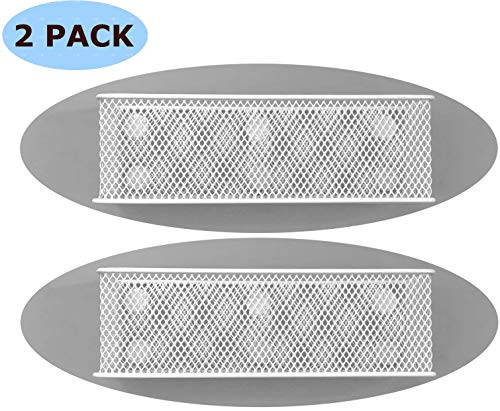 Lenotion Premium Magnetic Locker Organizer Whiteboard Marker Holder Pencil Basket Refrigerator Organizer - 7.8" Wide-6 Strong Magnets-Set of 2-White