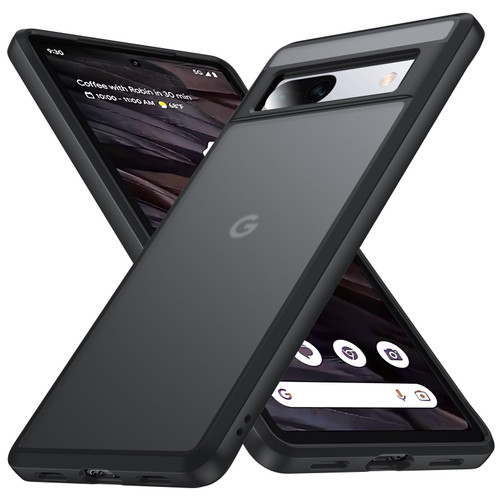 FNDMIL Soft Touch Series for Google Pixel 7a Case, [Anti-Fingerprint] [Slim Fit] with Military Protection Silicone Edge [Shockproof] Translucent Matte Hard Back Pixel 7a Phone Cover 5G, Black