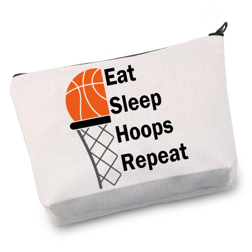 VAMSII Basketball Cosmetic Bag Eat Sleep Hoops Repeat Basketball Lover Gifts Basketball Player Team Gift for Women Travel Toiletry Bag (Hoops Repeat bag) VAMSII Basketball Cosmetic Bag Eat Sleep Hoops Repeat Basketball Lover Gifts Basketball Player Team Gift for Women Travel Toiletry Bag (Hoops Repeat bag)
