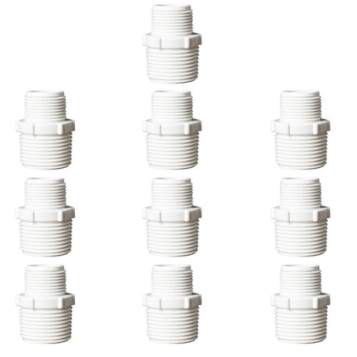 FangKingNo 10PCS 1" to 3/4" PVC Reducing Nipple Male Thread to Male Thread Coupling for PVC PIPE Pressure Fittings,PVC Male Adapter for PVC PIPE Connector White (1 Inch to 3/4 Inch)