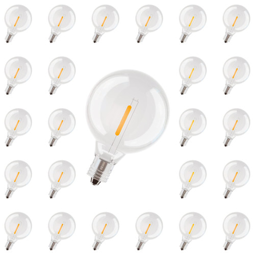 Romwish G40 LED Bulbs for Outdoor String Lights, E12 Screw Base Shatterproof Edison Bulb String Lights, 2200k Warm White G40 Replacement Bulbs Equvalent to 5 Watt, Pack of 25