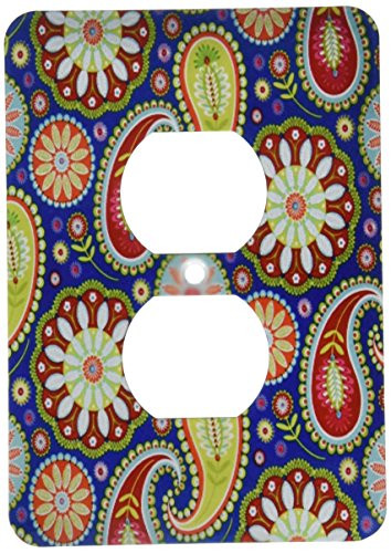 3dRose lsp_60543_6 Red Blue N Lime Green Paisley 2 Plug Outlet Cover