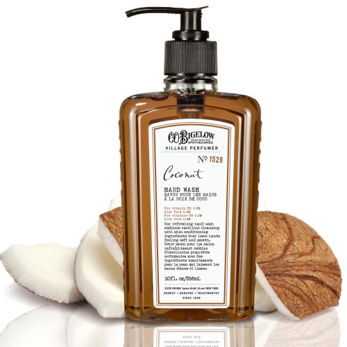 C.O. Bigelow Hand Wash, Coconut, No. 1529 - Village Perfumer Moisturizing Hand Wash for Bathroom & Kitchen with Aloe Vera, 10 fl oz