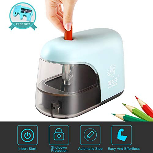 Electric Pencil Sharpener, Auto-Stop Safty Feature Electric Pencil Sharpener, Cute Mini Electric Pencil Sharpener Electric Pencil Sharpener For Kids. Mini Cute Electric Pencil Sharpener Small Electric