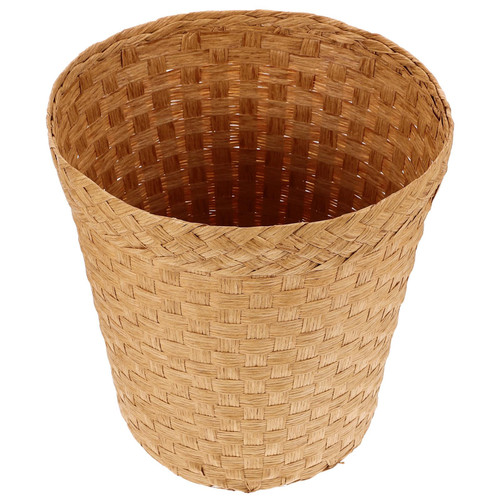 Alipis Woven Trash Can Seagrass Waste Basket Wicker Garbage Bin Storage Basket Rattan Laundry Hamper Planter Pot Cloth Container Recycling Bin for Home Organizer