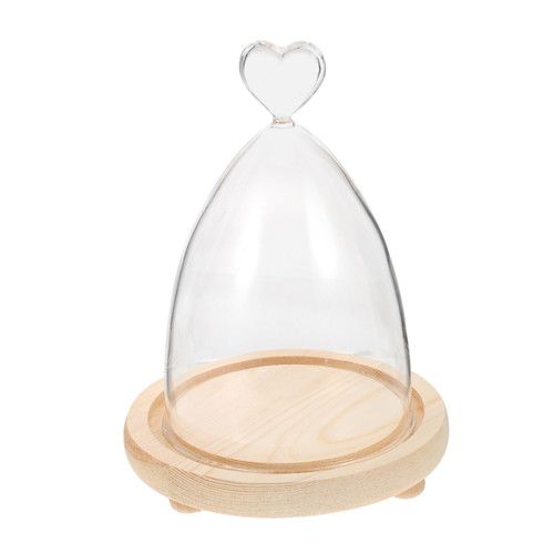 NOLITOY Preserved flower glass cover cloche bell dome glass bell cloche clear bell jar plant decorations botanical decor mini paper cups Immortal Flower Cover Flower Display Dome Wood base