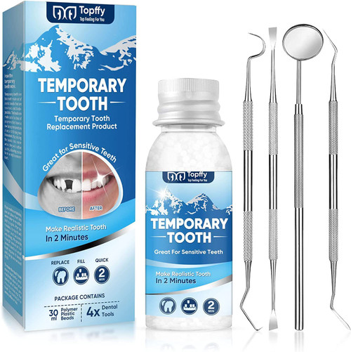 Tooth Repair Kit, Moldable False Teeth for Beautiful Smile, Dental Care Kit Glue for Filling Missing, Broken Teeth, Crowns and Bridges