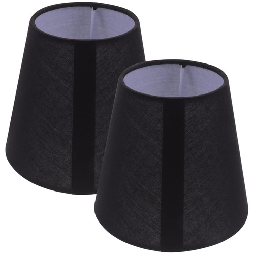 LALAFINA 2Pcs Barrel Lamp Shades Cloth Lamp Shade Clip On Bulb Lampshade Chandelier Lamp Covers Small Lamp Shades for Home Bedroom, Black