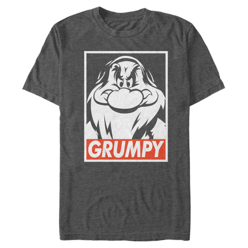 Disney Men's Snow White and Seven Dwarfs Grumpy Graphic T-Shirt, Charcoal Heather, XXX-Large