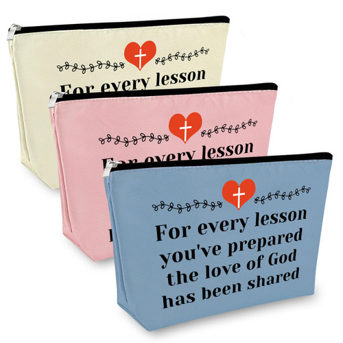 Sunday School Gift Makeup Bag Teacher Appreciation Gift Religious Gift for Teacher Christian Gift for Her Cosmetic Bag Religious Birthday Gift for Women Graduation Christmas Gift 2Pcs Travel Pouch Sunday School Gift Makeup Bag Teacher Appreciation Gift Religious Gift for Teacher Christian Gift for Her Cosmetic Bag Religious Birthday Gift for Women Graduation Christmas Gift 2Pcs Travel Pouch