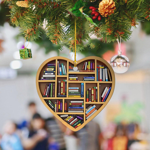 Acrylic Ornament Book Lovers Heart Librarian Ornament Gift for Her Librarian Book Ornament Lover Bookworm Acrylic Ornament