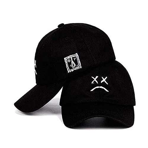 SHENGQXGLL Sad Boys Adjustable Hat Crying Face Embroidery Baseball Cap Dad Hat Hip Hop Cap (Black)