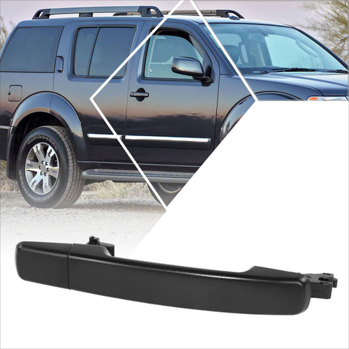 PM PERFORMOTOR Front Left Driver Side Outer Door Handle w/Keyhole ompatible with 05-12 Nissan Pathfinder,Smooth Black