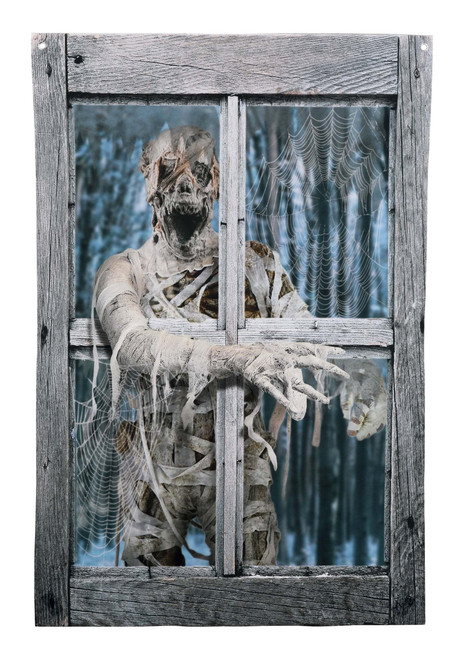 FUN Costumes 47" Halloween Scary Mummy Window Cover Prop Decoration, Porch Banner Hang-Up Display Standard