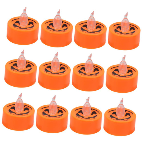 BESTOYARD 12PCS Halloween Candle Lights Tea Battery Operated Candles Battery Candles Electric Candles Pumpkin Candle Lamp LED Candle Light Votive Candles Decorate Romantic Plastic
