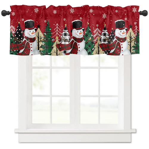 Christmas Snowman Valance Curtain Xmas Tree Kitchen Window Curtain Winter Snowflake Red Short Curtain Rod Pocket Valance Window Treatment for Living Room Bedroom Bathroom Xmas Decor 54x18in 1 Panel Christmas Snowman Valance Curtain Xmas Tree Kitchen Window Curtain Winter Snowflake Red Short Curtain Rod Pocket Valance Window Treatment for Living Room Bedroom Bathroom Xmas Decor 54x18in 1 Panel