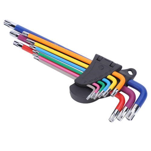 FUZHUI 9 Piece Star Wrench Set, Hex Wrench Set, Socket Wrench Set, Extra Long Multi-Color Hex Wrench Tool Set Repair Accessories, Equipment Repair Assembly