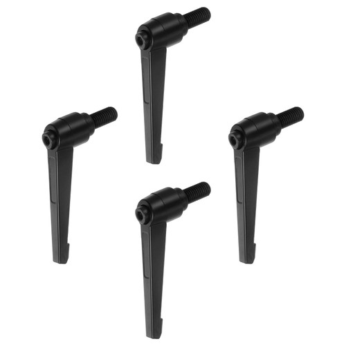 HARFINGTON 4pcs Adjustable Clamping Lever Handles M12 x 25mm Male Thread Bolt Knobs Rotating Screw Locking Quick Release Ratchet Push Button Handle, Black