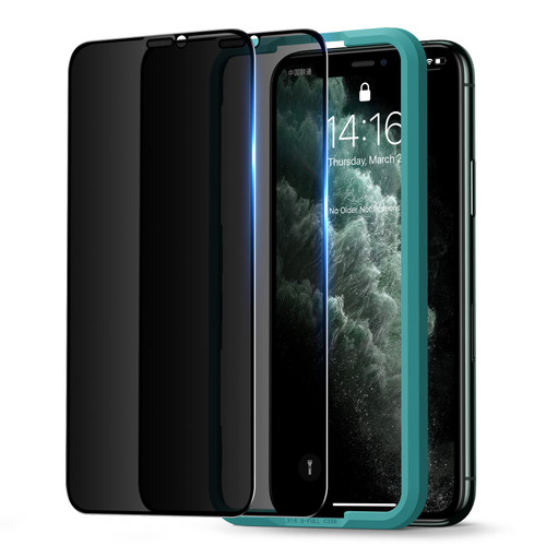 BENKS 2 Pack Privacy Screen Protector for iPhone 11 Pro/Xs/X Full Coverage Anti-Spy Tempered Glass Bubble Free Easy Installation Film for 11 Pro/Xs/X - 5.8 Inch