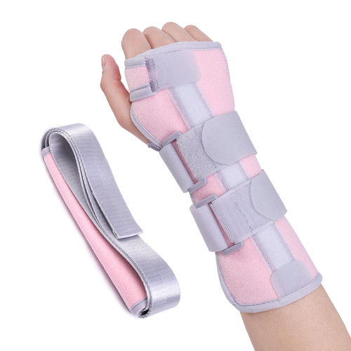 Wrist Brace for Carpal Tunnel Wrist Brace Night Support for Right Left Hand, Adjustable Wrist Wraps with Splints and Slings, Carpal Tunnel Pain Relief Remedies, Hand Support Brace for Injuries Women (PINK-RIGHT)