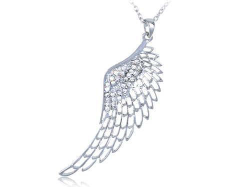 Alilang Czech Clear Crystal Rhinestones Filigree Angel Bird Wing Fairy Pendant Necklace Alilang Czech Clear Crystal Rhinestones Filigree Angel Bird Wing Fairy Pendant Necklace