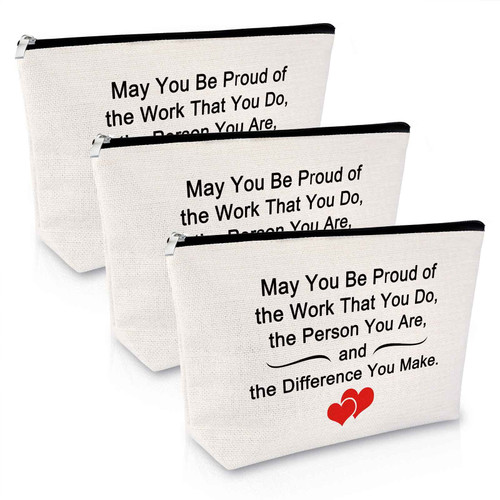 3Pcs Thank You Gifts for Women Makeup Bag Appreciation Gift for Employee Coworker Volunteer Thank You Gift for Social Worker Nurse Teacher Leaving Gift for Colleague Christmas Gift Travel Cosmetic Bag