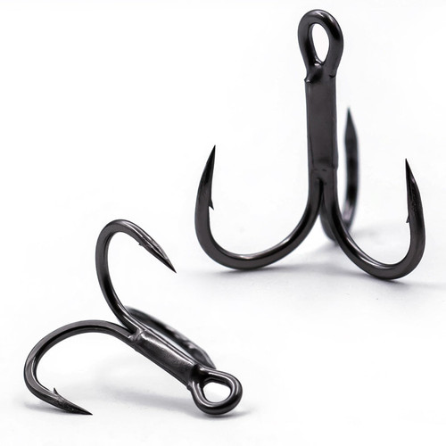FishTrip Treble Fishing Hooks 4X Strong,10pcs/Pack Black Triple Hooks High Carbon Steel,Replacement Hooks on Hard Lures for Freshwater Saltwater Size 4/0