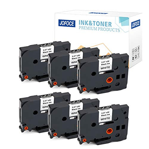 Jofoce 6 Pack Compatible Brother TZe-231 TZe 231 TZe231 TZ-231 P-Touch Label Tape Black on White 0.47 Inch (12mm) x 26.2ft (8m), Work with Brother P-Touch PT-D210 PT-D200 PT-H100 PT-P700 PT-D600