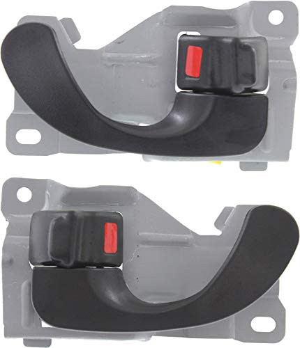 Evan Fischer Interior Front Door Handle Compatible with 1999-2003 Mitsubishi Galant Inside Textured Black Plastic+Metal (=Rear) Set of 2 Passenger Side