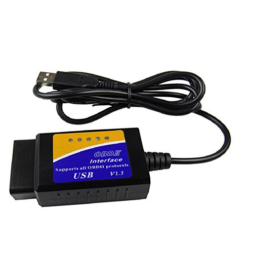 Outzone Auto OBDII OBD2 Scanner Diagnostic OBDII Reader with ELM327 V1.5 Automotive Diagnostic Scanner Car Engine Code Reader Tester Tool Interface Adapter for Android PC (USB+Compact Disc)