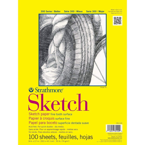 Strathmore 350-14 300 Series Sketch Pad, 14"x17" Wire Bound, 100 Sheets