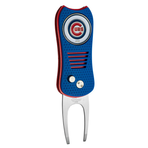 Team Golf MLB Chicago Cubs Retractable Divot Tool with Double-Sided Magnetic Ball Marker, Features Patented Single Prong Design, Causes Less Damage to Greens