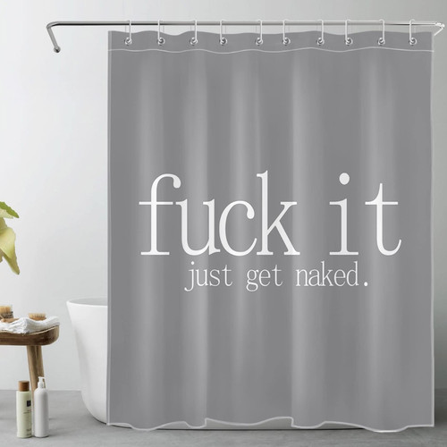 LB Fuck It Get Naked Shower Curtain Funny Quotes Words Gray Shower Curtains for Bathroom with Hooks 60x72 inch Waterproof Polyester Fabric Bathroom Decorations LB Fuck It Get Naked Shower Curtain Funny Quotes Words Gray Shower Curtains for Bathroom with Hooks 60x72 inch Waterproof Polyester Fabric Bathroom Decorations