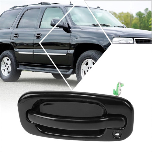 PM PERFORMOTOR Front Left Driver Side Door Pull Handle Compatible with 99-07 Silverado Sierra 1500 2500 3500,Smooth Black