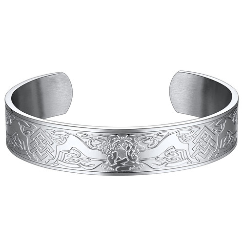 FaithHeart Viking Wolf Cuff Bracelet for Male Stainless Steel Punk Celtic Knot Norse Jewelry FaithHeart Viking Wolf Cuff Bracelet for Male Stainless Steel Punk Celtic Knot Norse Jewelry