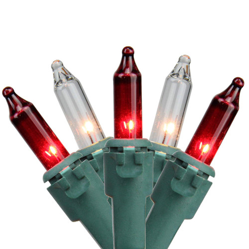 100-Count Red and Clear Mini Christmas Light Set, 20.25ft Green Wire