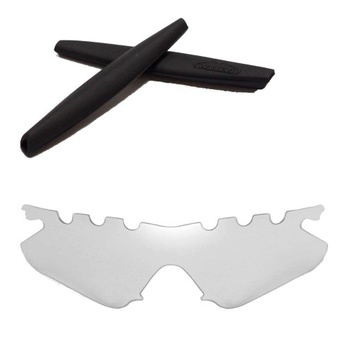 Walleva Vented Replacement Lenses + Rubber for Oakley M Frame Heater Sunglasses - Multiple Options Available (Clear Non-Polarized Lenses + Black Rubber)