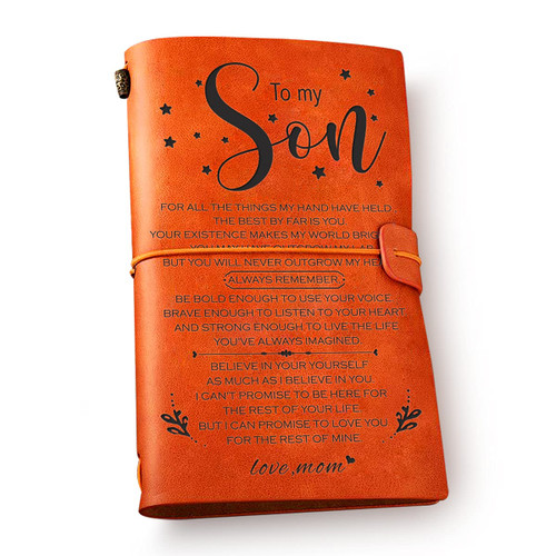 to My Son Leather Journal Notebook from Mom - Always Remember Leather Travel Journal - Inspirational Son Embossed Writing Journal Gift for Birthday Graduation Christmas