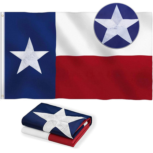Texas Flag 3x5 FT Heavy Duty Outdoor, Luxury Embroidered Star | 210D Oxford Nylon Fabric | Brass Grommets and 4 Stitch Hemming | State of Texas Lone Star TX Flags for Wall Indoor Home Garden