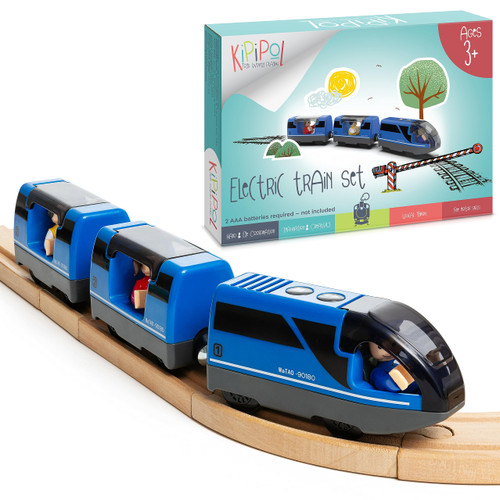 KipiPol Battery Operated Action Locomotive Toy Train Set for Wooden Train Tracks, (Magnetic Connection) -Powerful Engine - Compatible with Thomas The Train Toys, Brio Train Set for Toddlers 3-5 and Up KipiPol Battery Operated Action Locomotive Toy Train Set for Wooden Train Tracks, (Magnetic Connection) -Powerful Engine - Compatible with Thomas The Train Toys, Brio Train Set for Toddlers 3-5 and Up