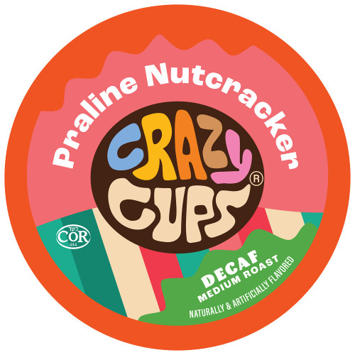 Crazy Cups Decaf Praline Nutcracker Flavored Coffee Pods, Praline Pecan Decaf Coffee, Single Serve Coffee for Keurig K Cups Machines, Medium Roast Coffee, 22 Count