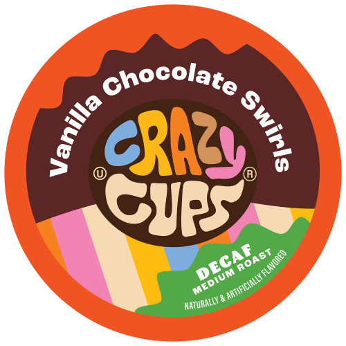 Crazy Cups Decaf Flavored Coffee pods, Vanilla Chocolate Swirls, Single-Serve Medium Roast Coffee Cups for Keurig K-Cup Machines, Brew Hot or Iced Coffee, 22 Count Crazy Cups Decaf Flavored Coffee pods, Vanilla Chocolate Swirls, Single-Serve Medium Roast Coffee Cups for Keurig K-Cup Machines, Brew Hot or Iced Coffee, 22 Count